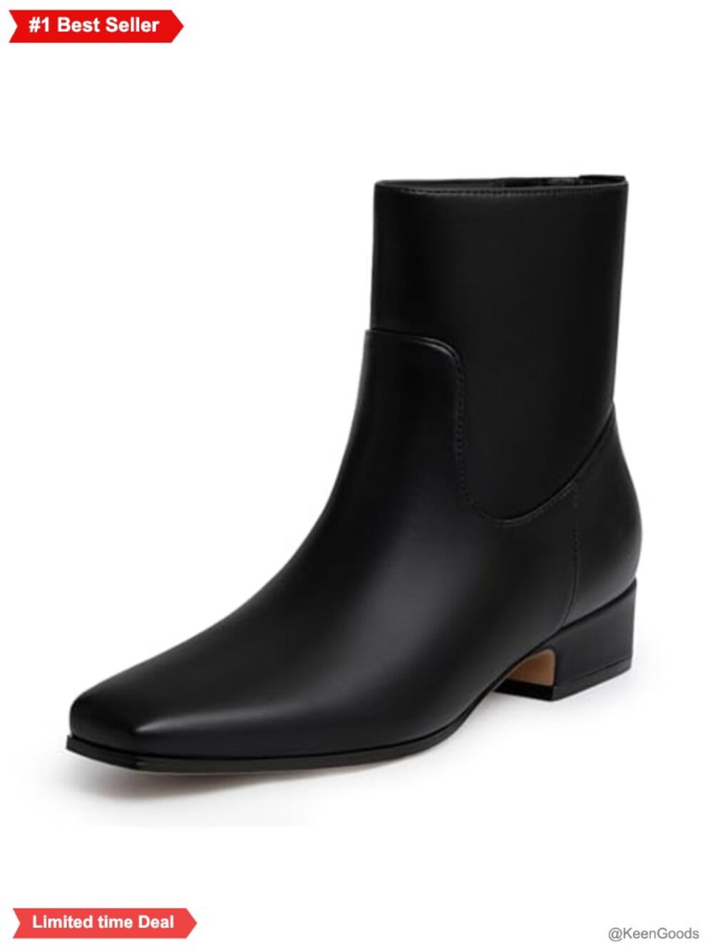 Women's Faux Leather Square Toe Chunky Low Heel Ankle Booties